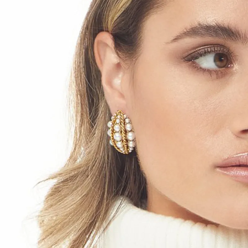 Gold & Pearl Cluster Post Earring sold by Kenneth Jay Lane