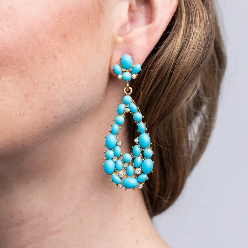 Turquoise Cabochon Teardrop Pierced Earrings sold by Kenneth Jay Lane