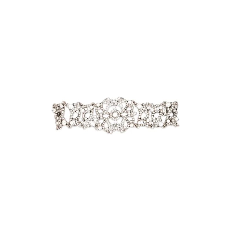 Vintage Antique Silver & Crystal Openwork Choker Necklace sold by Kenneth Jay Lane