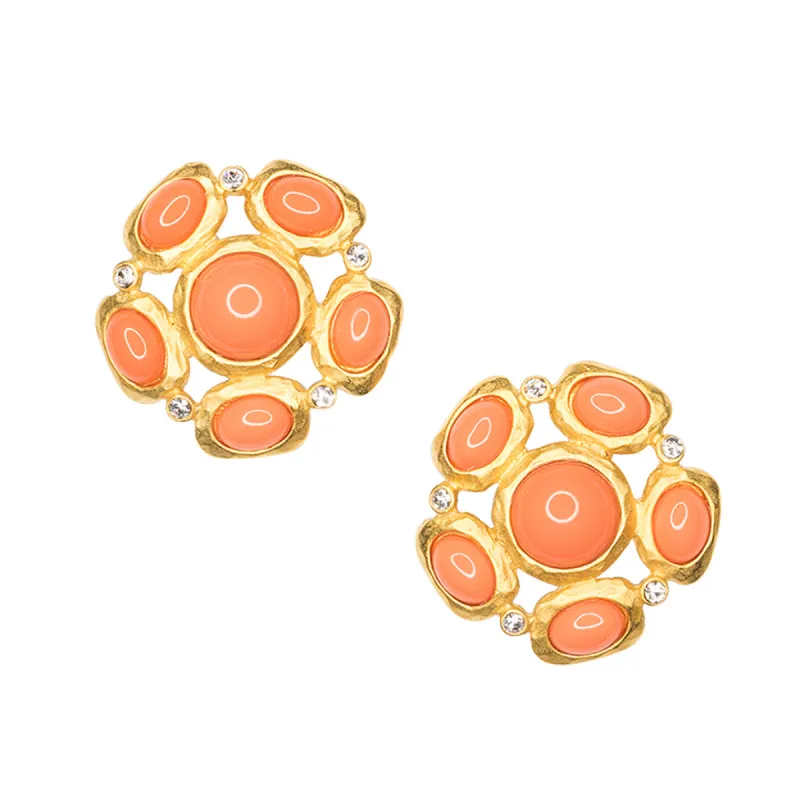 Coral Cabochon Clip Earrings sold by Kenneth Jay Lane