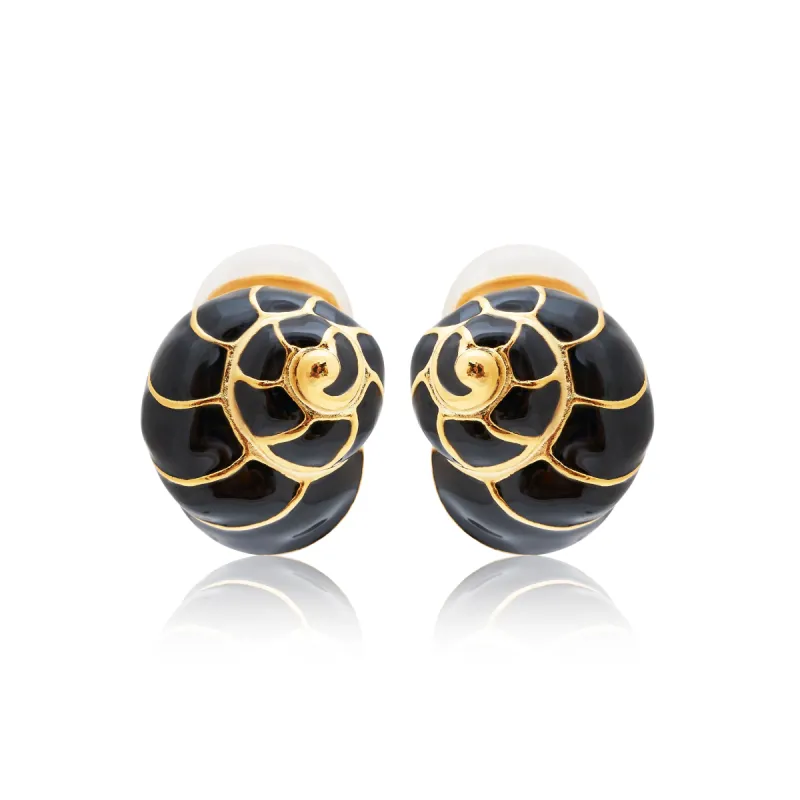 Gold and Black Shell Clip Earring sold by Kenneth Jay Lane