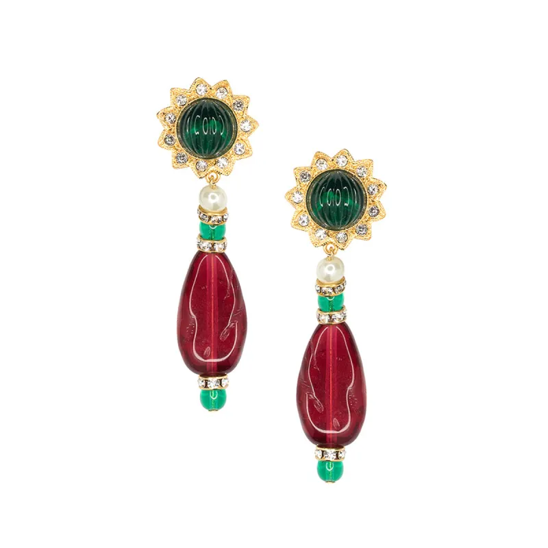 Emerald And Ruby Clip Earrings sold by Kenneth Jay Lane