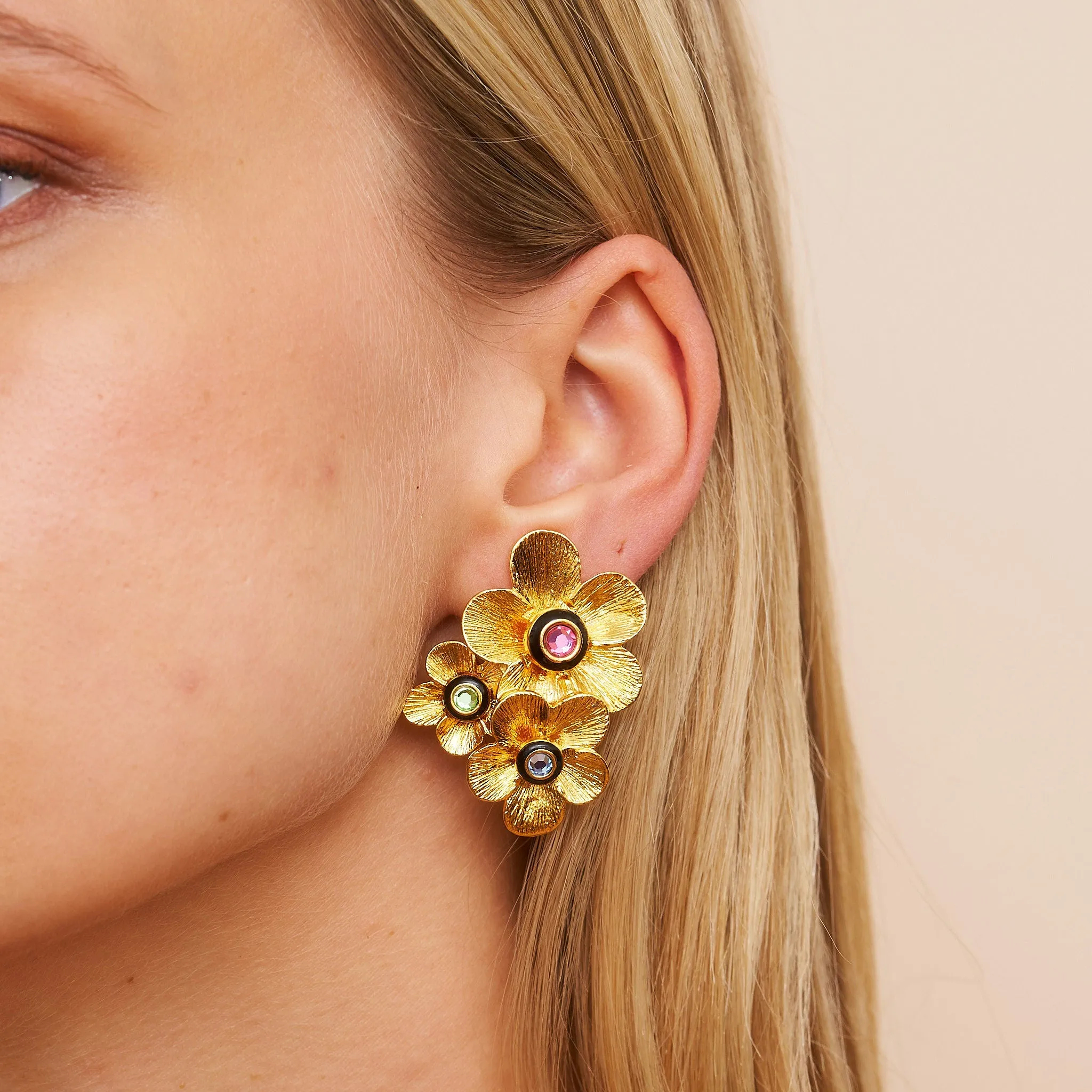 Gold Floral Cluster Clip Earrings sold by Kenneth Jay Lane product image thumbnail 2