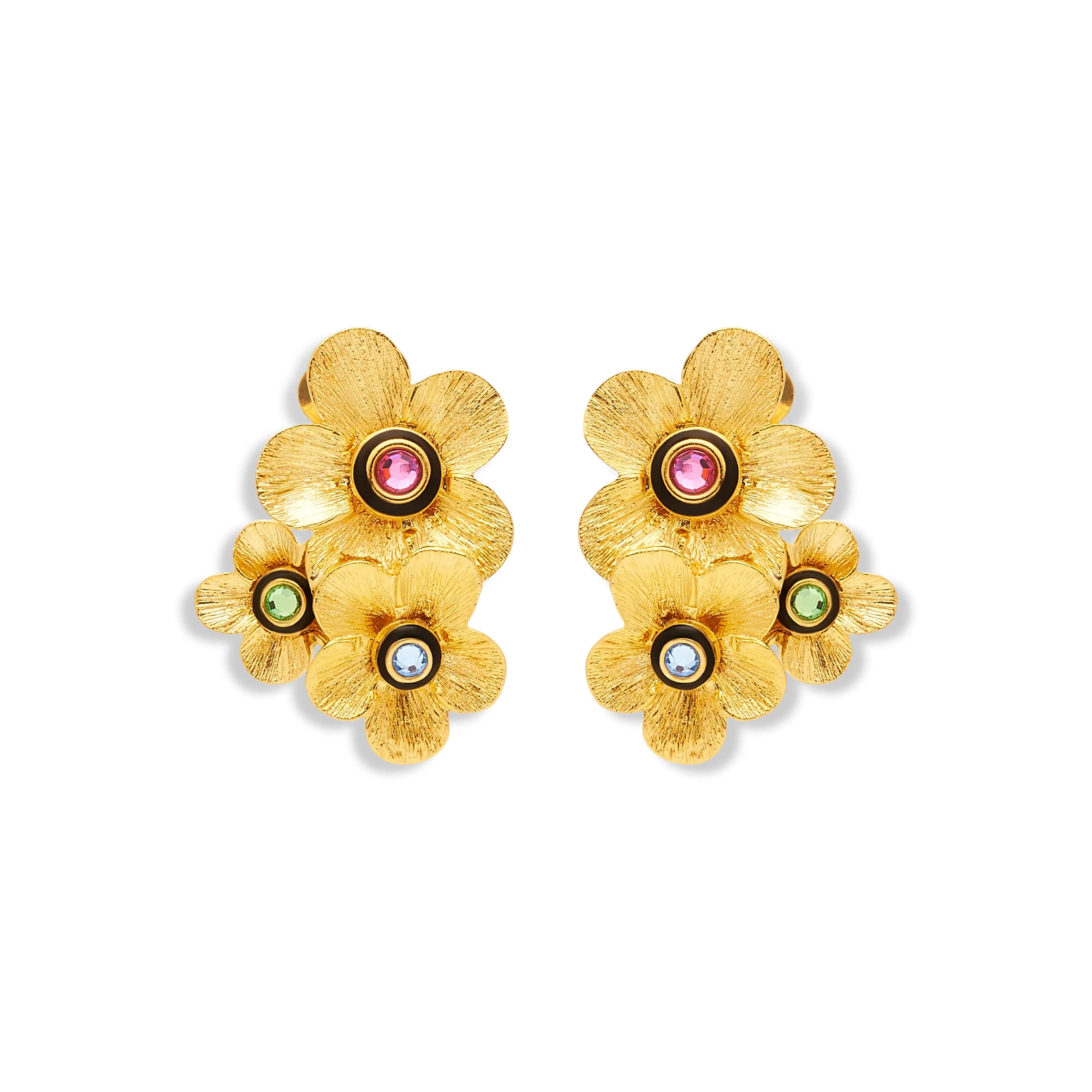 Gold Floral Cluster Clip Earrings sold by Kenneth Jay Lane