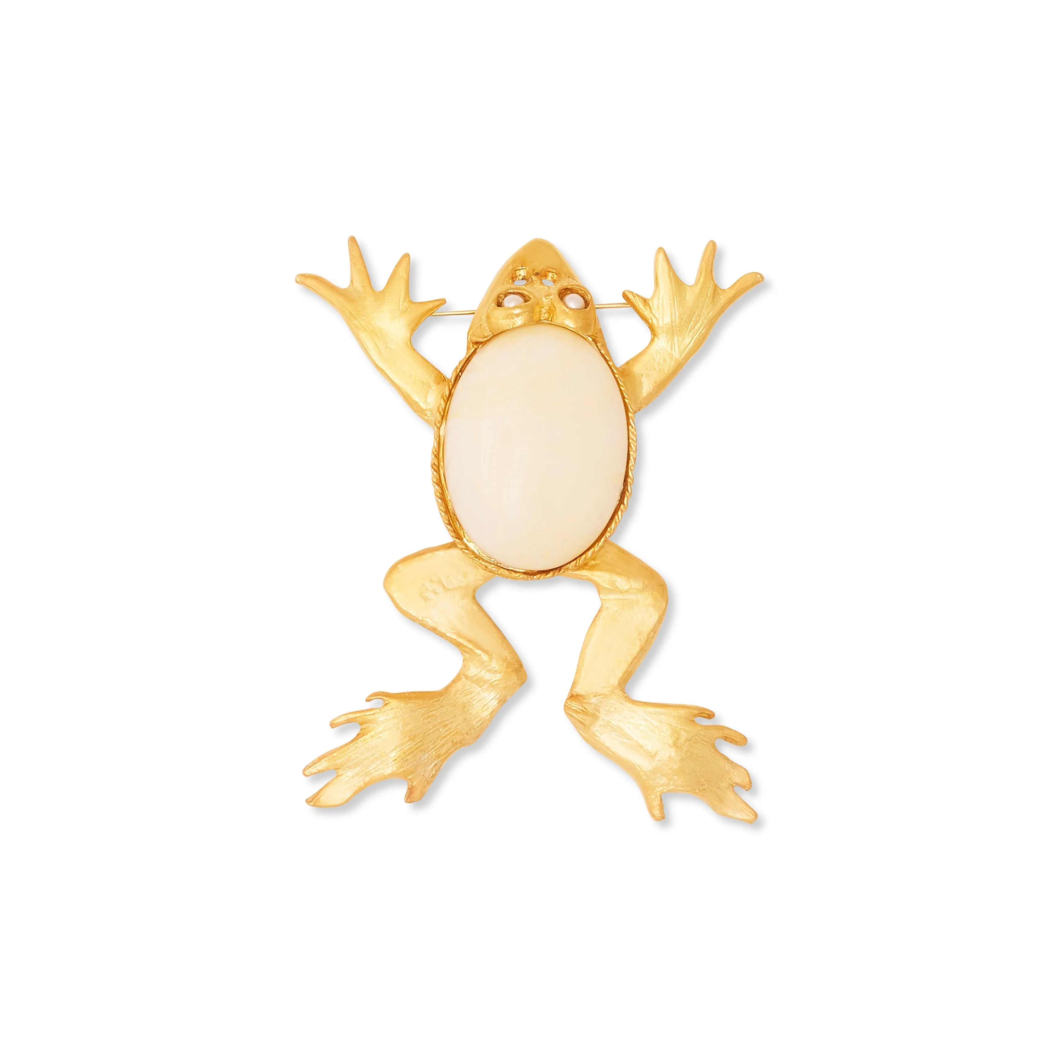 Satin Gold & Ivory Frog Pin sold by Kenneth Jay Lane