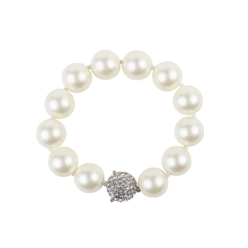 Rhinestone Clasp Pearl Bracelet sold by Kenneth Jay Lane