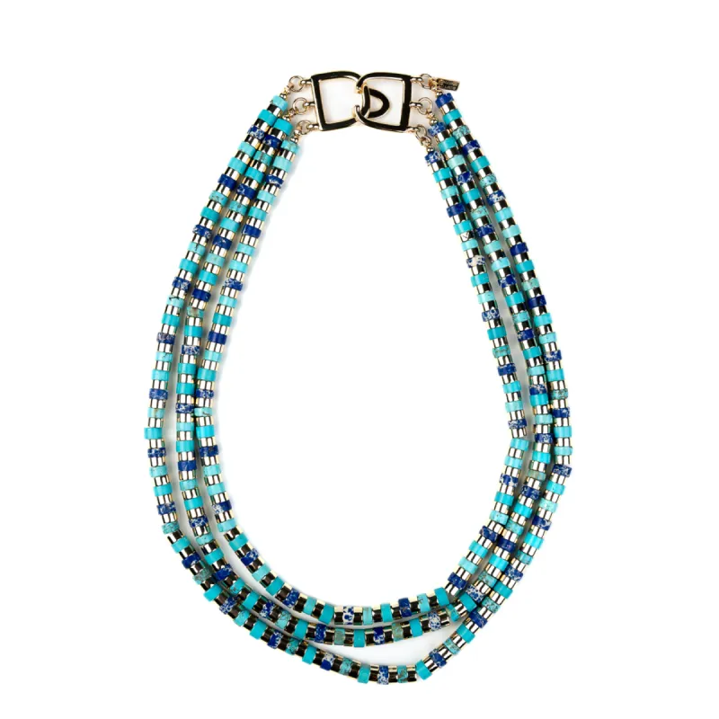 Gold, Turquoise and Lapis Stations Necklace sold by Kenneth Jay Lane