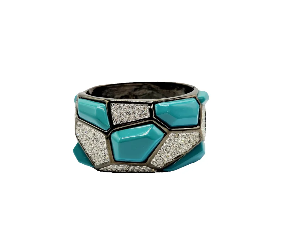 Vintage Geometric Deco Hinged Cuff made by Kenneth Jay Lane