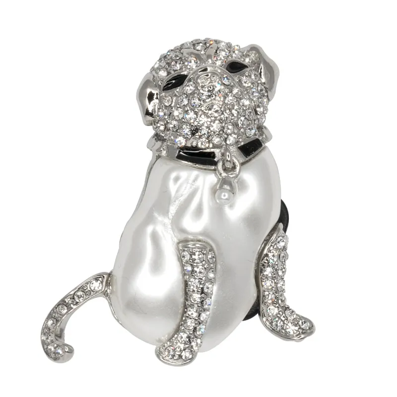 White Pearl Pug Pin made by Kenneth Jay Lane