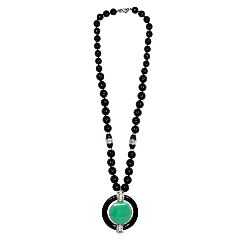 Jade Deco Pendant Necklace sold by Kenneth Jay Lane