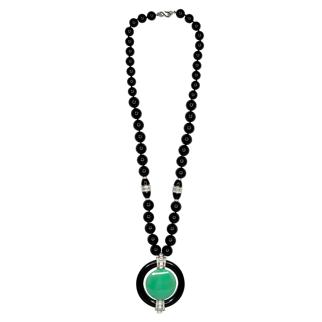 Jade Deco Pendant Necklace sold by Kenneth Jay Lane