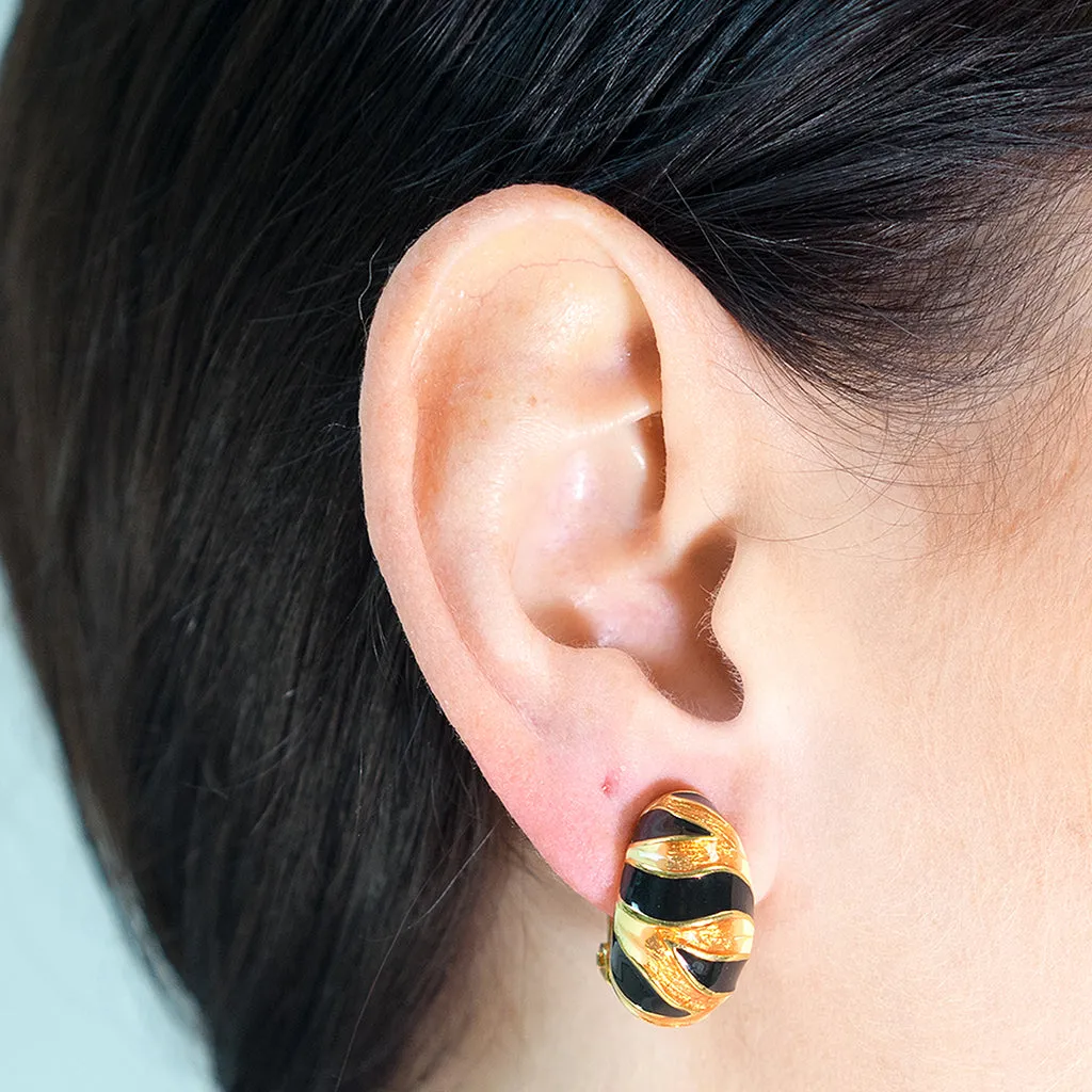 Tiger Stripe Clip Earrings sold by Kenneth Jay Lane product image thumbnail 2