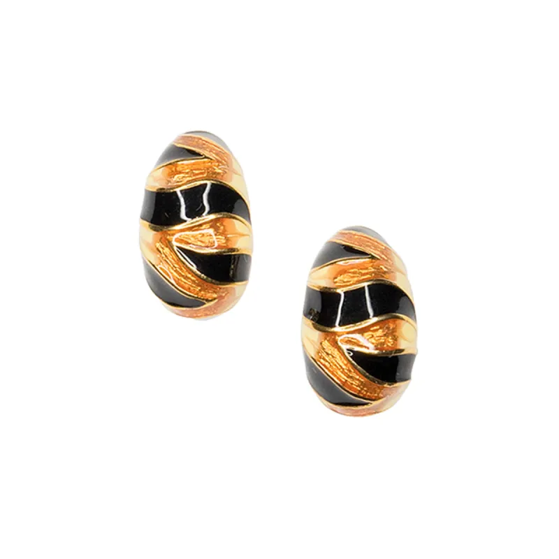 Tiger Stripe Clip Earrings sold by Kenneth Jay Lane