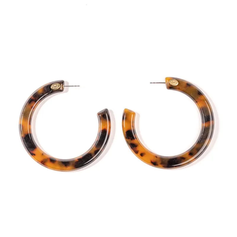 Tortoise Resin Hoop Post Earring sold by Kenneth Jay Lane