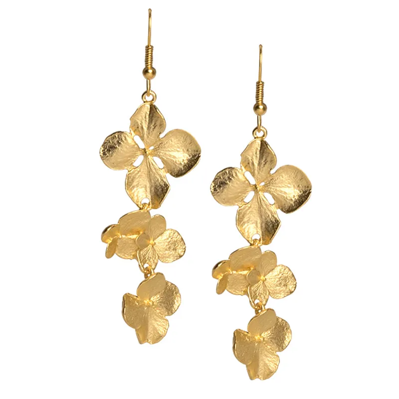 Satin Gold Flowers Drop Earring sold by Kenneth Jay Lane