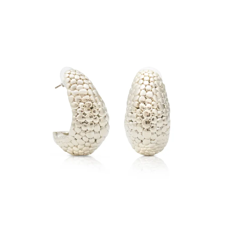 Silver Textured Post Hoop Earring sold by Kenneth Jay Lane