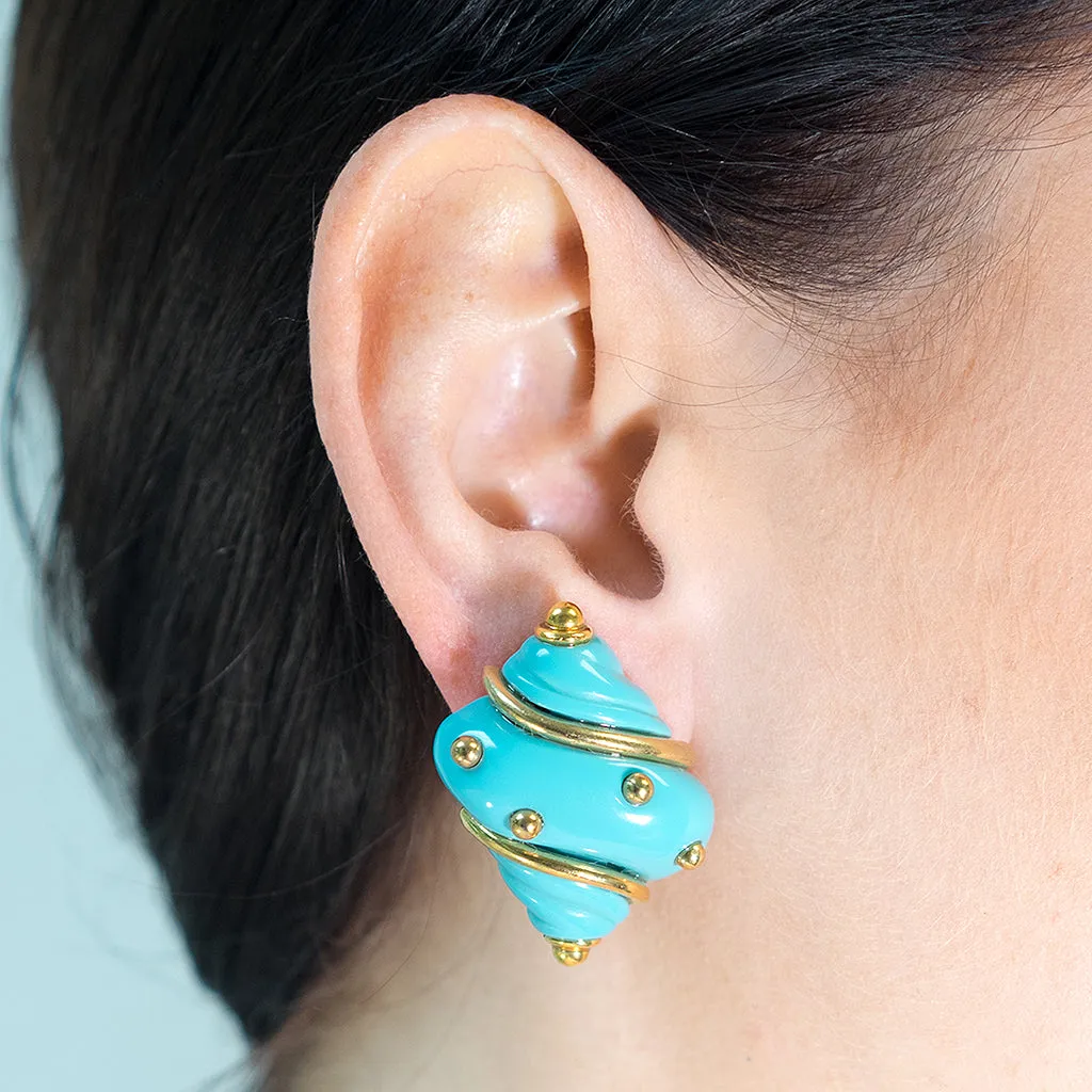 Turquoise Seashell Clip Earrings sold by Kenneth Jay Lane product image thumbnail 2