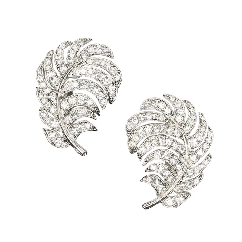 Crystal Feather Clip Earrings sold by Kenneth Jay Lane