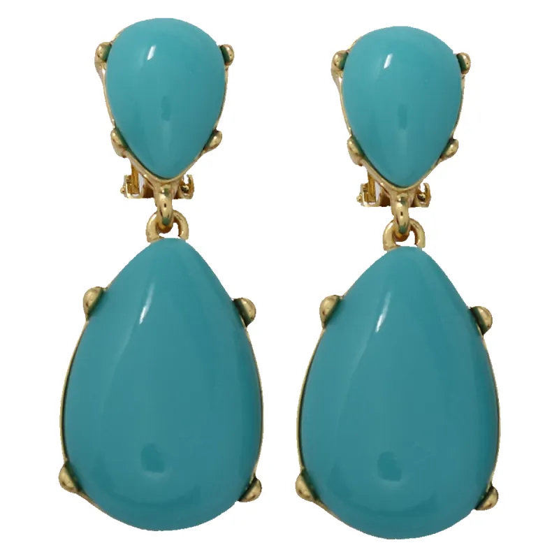 Turquoise Resin Teardrop Cabochon Clip Earring sold by Kenneth Jay Lane