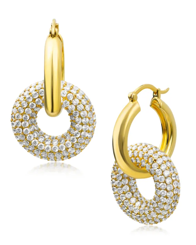 Double Hoop Drop Earrings sold by Kenneth Jay Lane