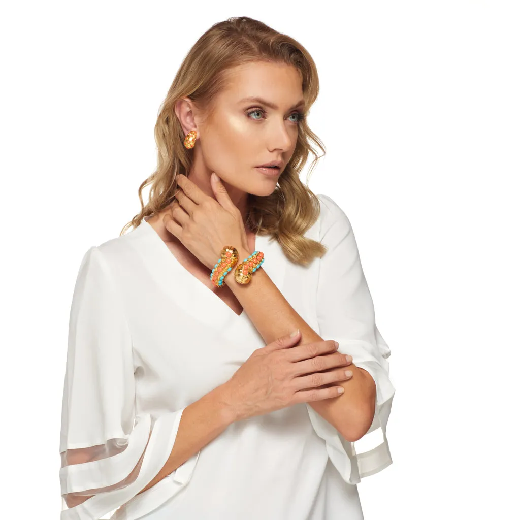 Gold & Coral Clip Earring sold by Kenneth Jay Lane product image thumbnail 2