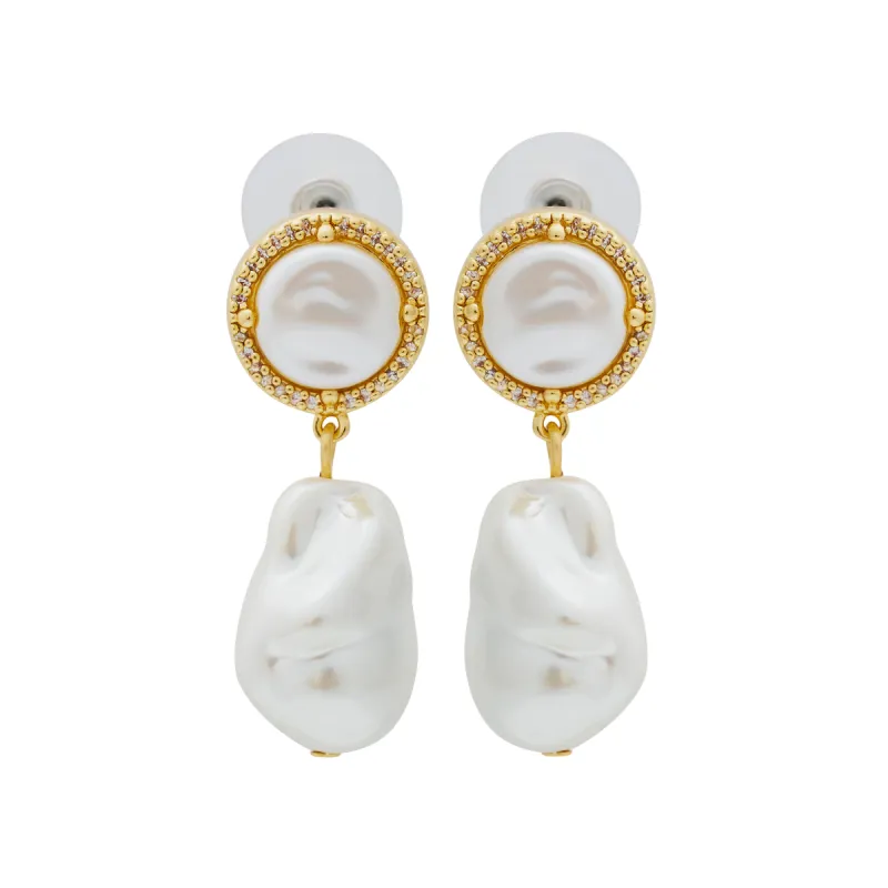 Baroque Pearl Drop Pierced Earrings sold by Kenneth Jay Lane