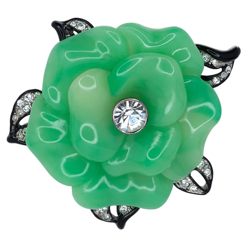 Jade Resin Flower Pin sold by Kenneth Jay Lane