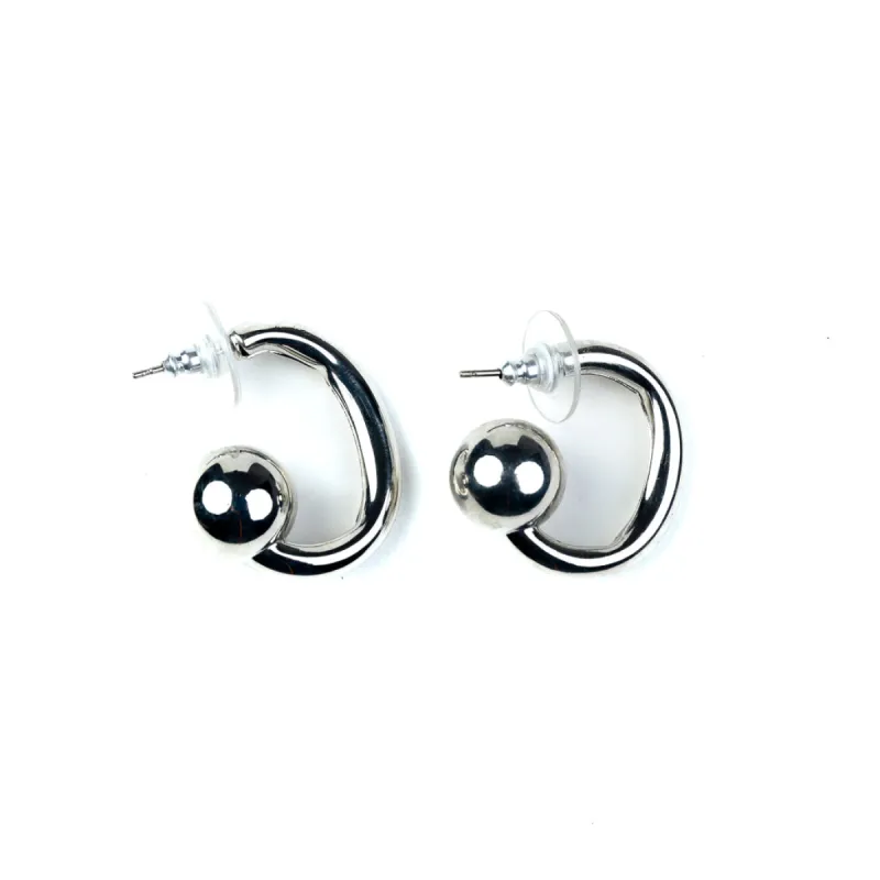 Silver Hoop with Ball End Post Earrings sold by Kenneth Jay Lane