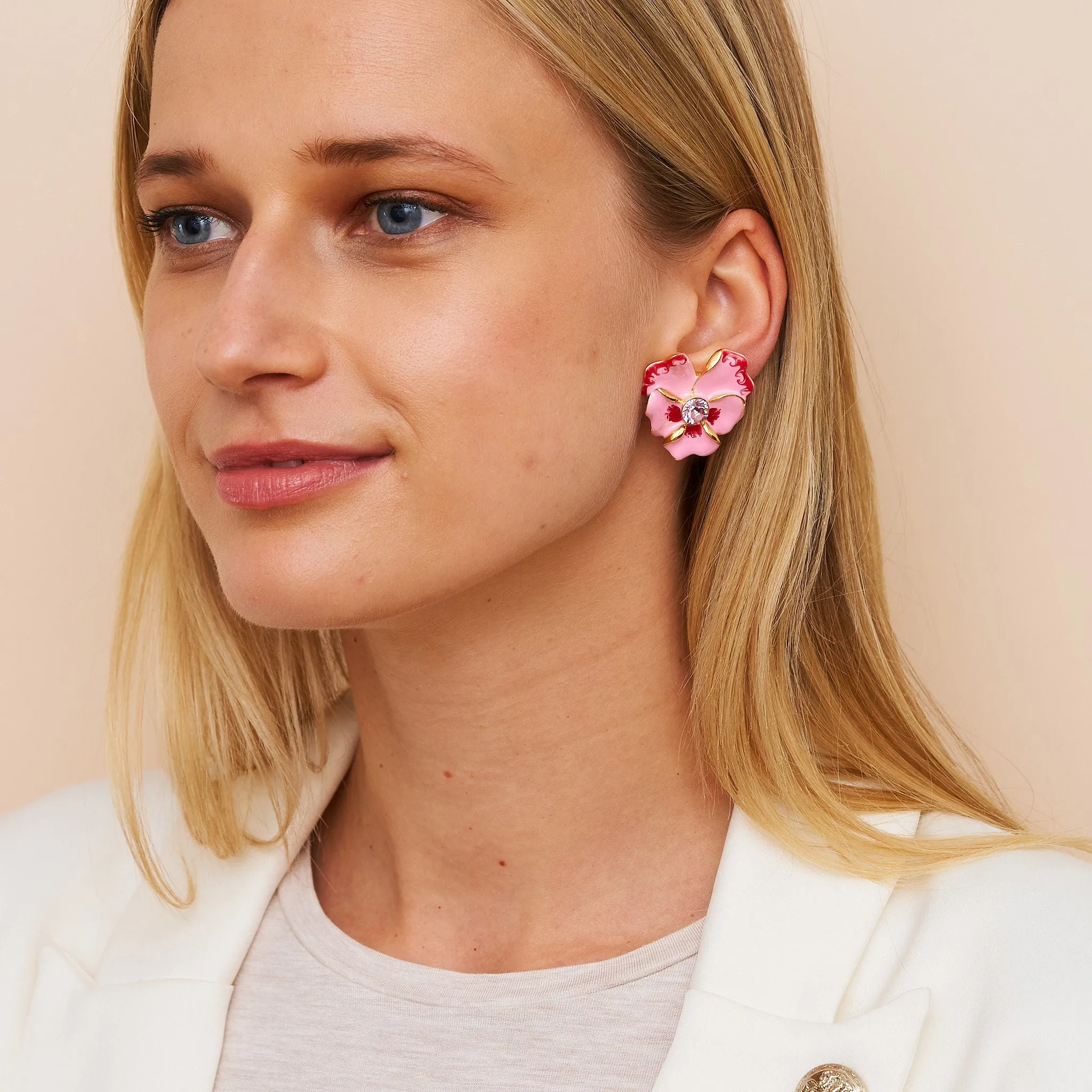 Pink Flower Clip Earrings sold by Kenneth Jay Lane product image thumbnail 2