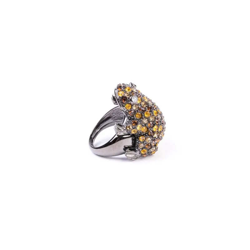 Topaz with Crystal Eye Frog Ring sold by Kenneth Jay Lane