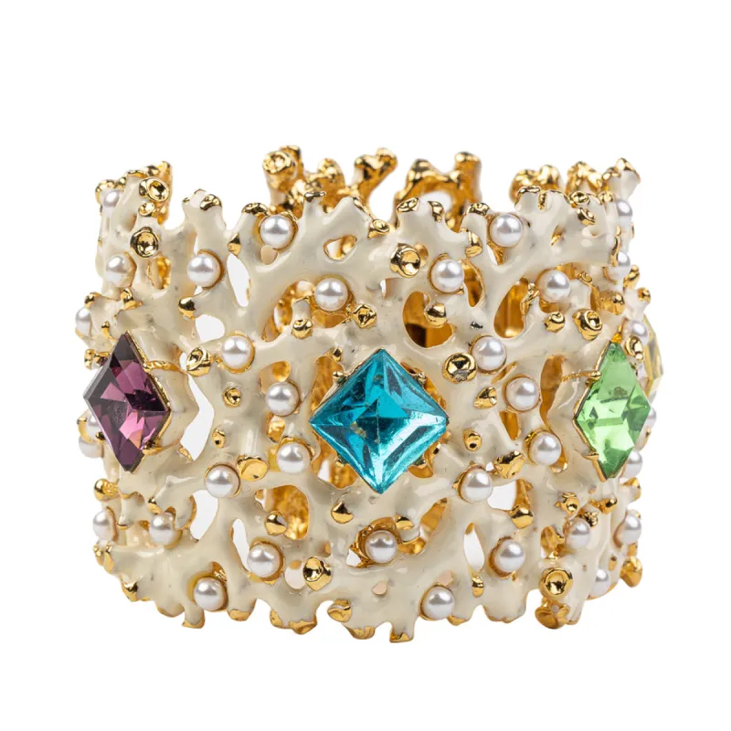 Pearl and Gem White Branch Cuff sold by Kenneth Jay Lane