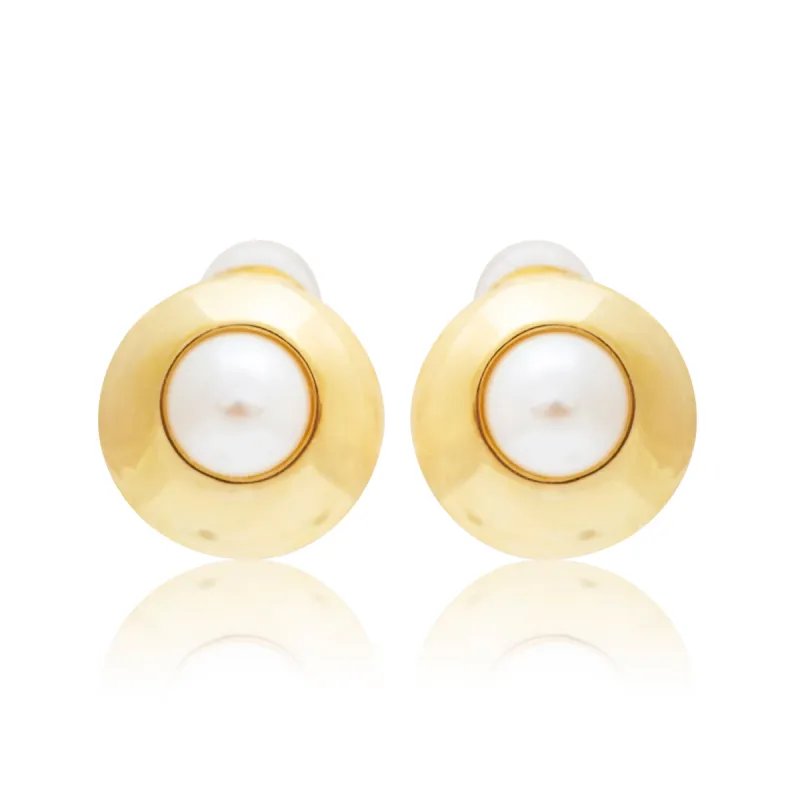 Golden Pearl Clip-On Earrings sold by Kenneth Jay Lane