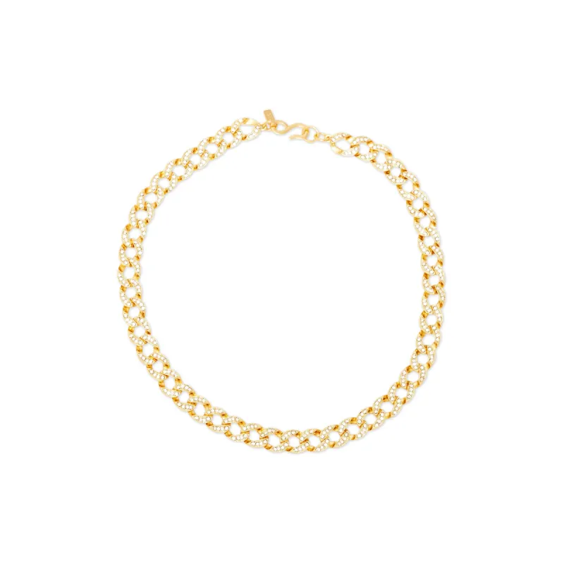 Gold & Crystal Chain Link Necklace sold by Kenneth Jay Lane