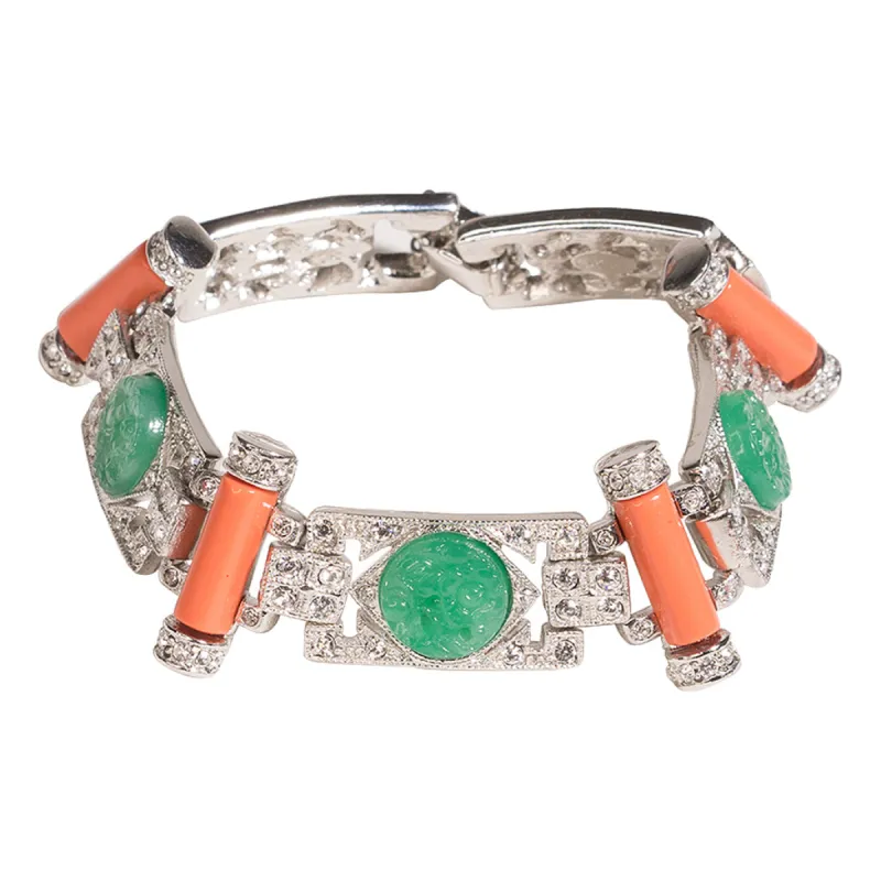 Jade And Coral Art Deco Bracelet sold by Kenneth Jay Lane
