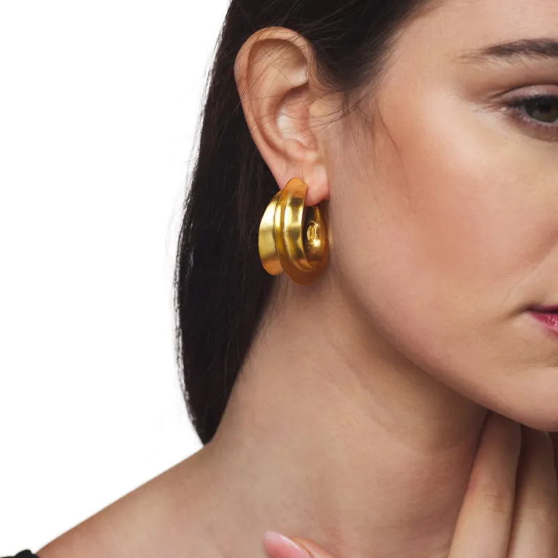Gold Sculpted Hoop Clip Earring sold by Kenneth Jay Lane