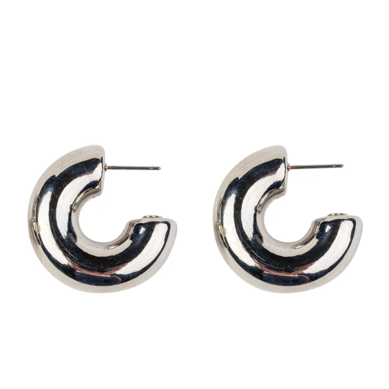 Polished Silver Tube Hoop Earring sold by Kenneth Jay Lane
