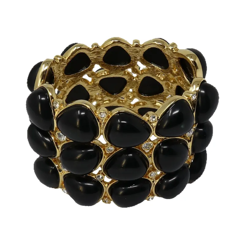 3 Row Gold Black Rounded Bracelet sold by Kenneth Jay Lane