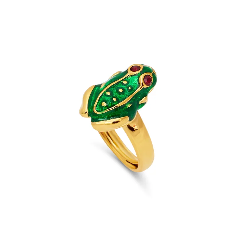 Transparent Green & Gold Frog Ring sold by Kenneth Jay Lane