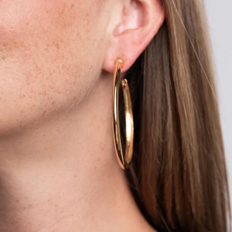 Polished Gold Hoop Pierced Earrings sold by Kenneth Jay Lane