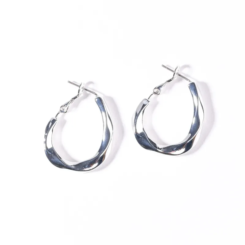 Silver Twist Post Hoop Earring sold by Kenneth Jay Lane