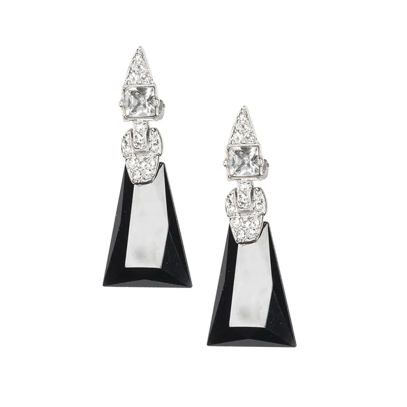 Jet Art Deco Clip Earrings sold by Kenneth Jay Lane