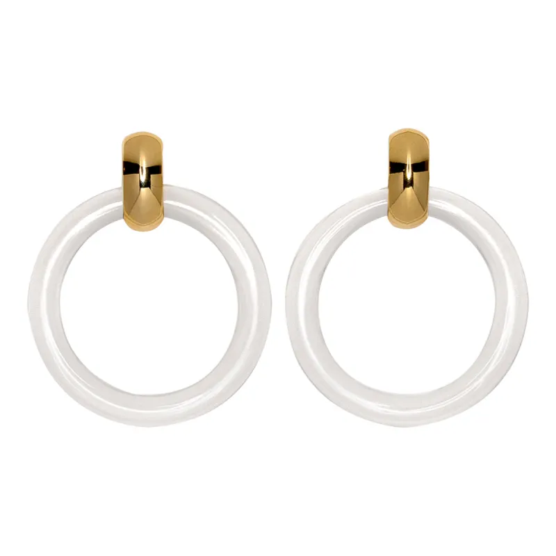Clear Doorknocker Clip Earrings sold by Kenneth Jay Lane