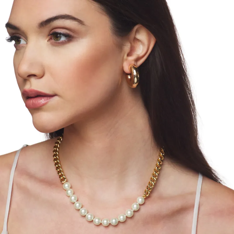 Gold "C" Shaped Post Hoop Earring sold by Kenneth Jay Lane