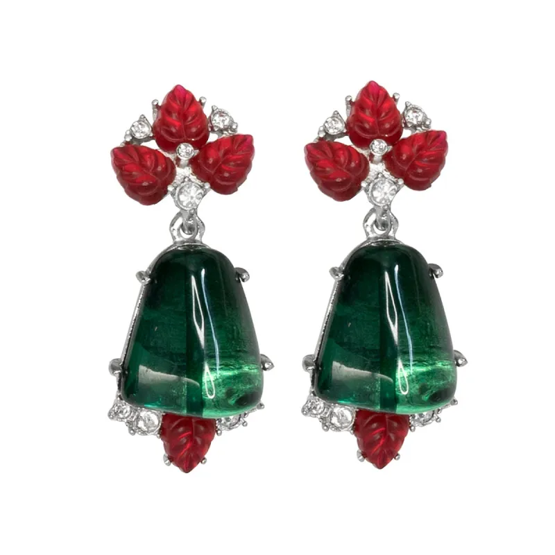 Ruby & Emerald Drop Clip Earrings sold by Kenneth Jay Lane