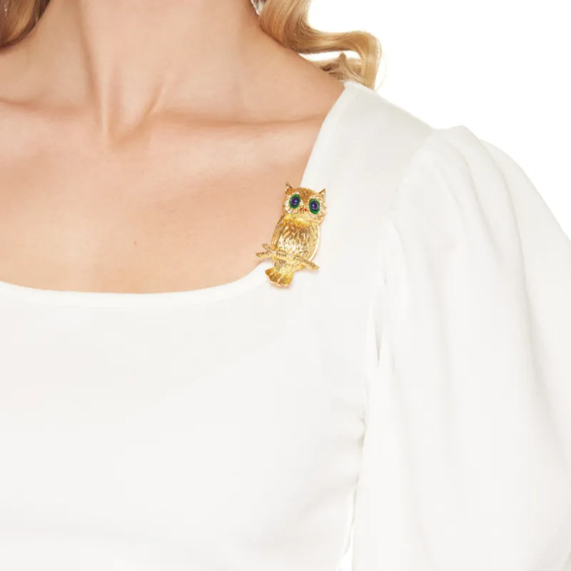 Crystal Owl Pin sold by Kenneth Jay Lane