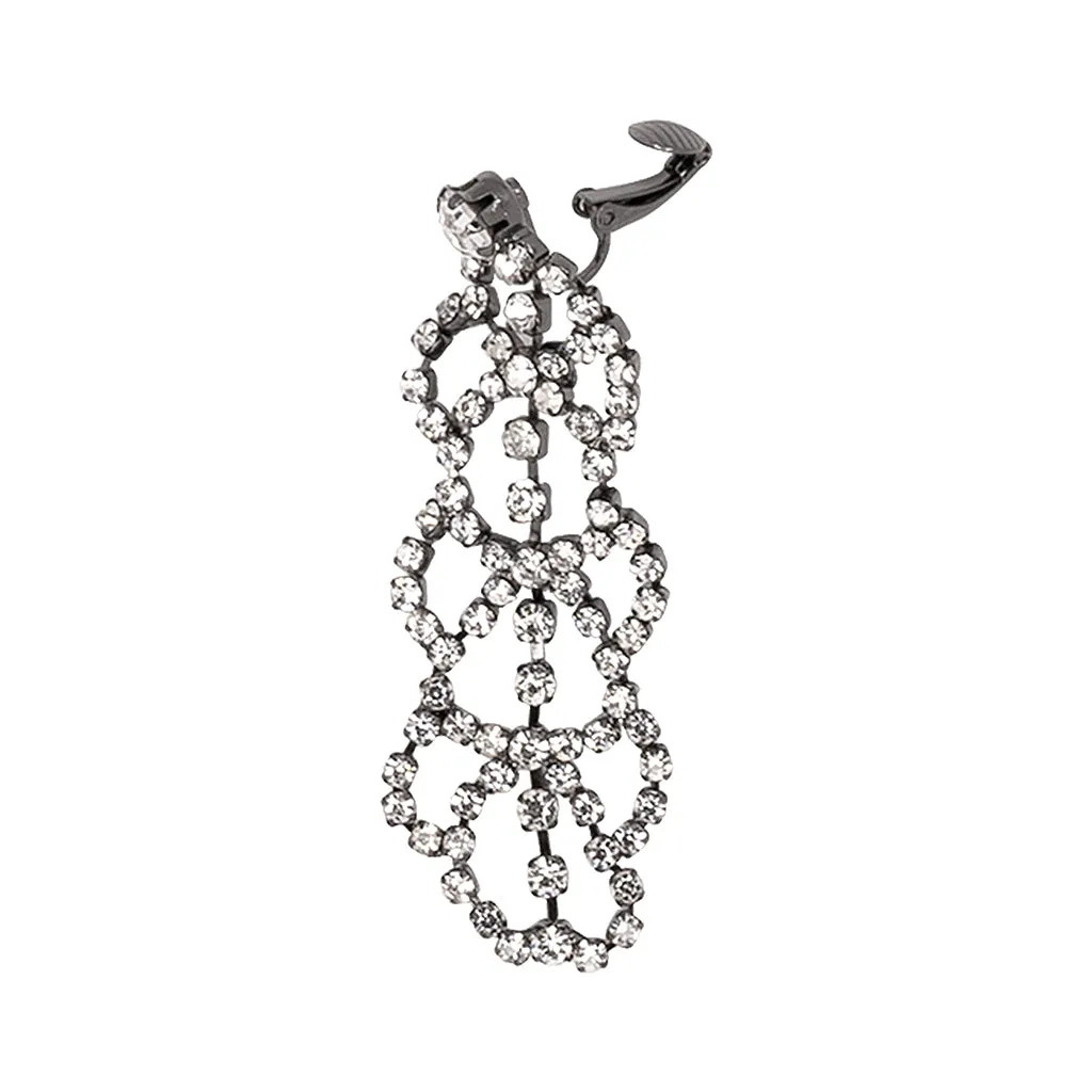 Silver Crystal Lace Drop Clip Earrings sold by Kenneth Jay Lane product image thumbnail 2