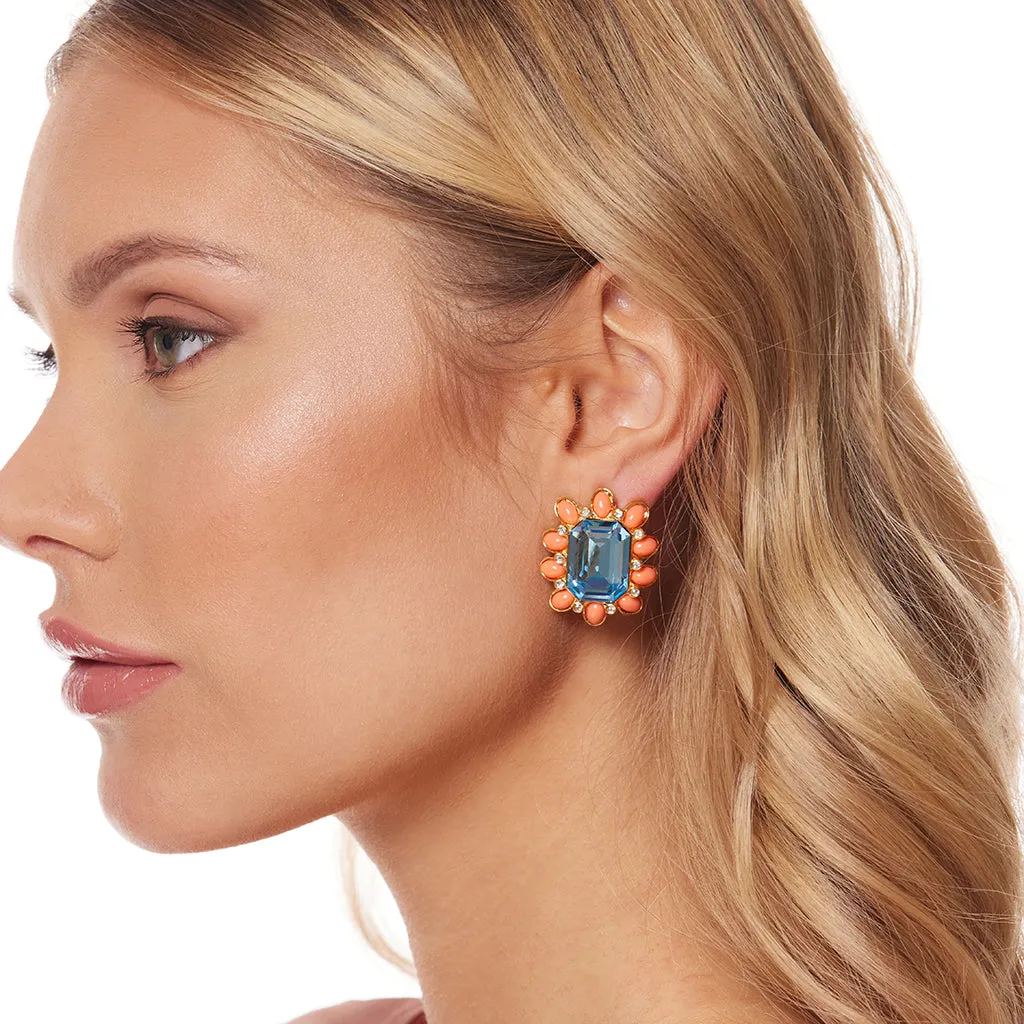 Aqua Center Oval Shape Clip Earring sold by Kenneth Jay Lane product image thumbnail 2