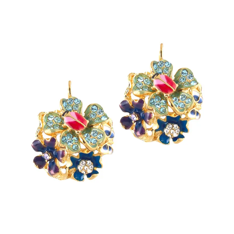 Cool Multi Pastel Flower Eurowire Earrings sold by Kenneth Jay Lane