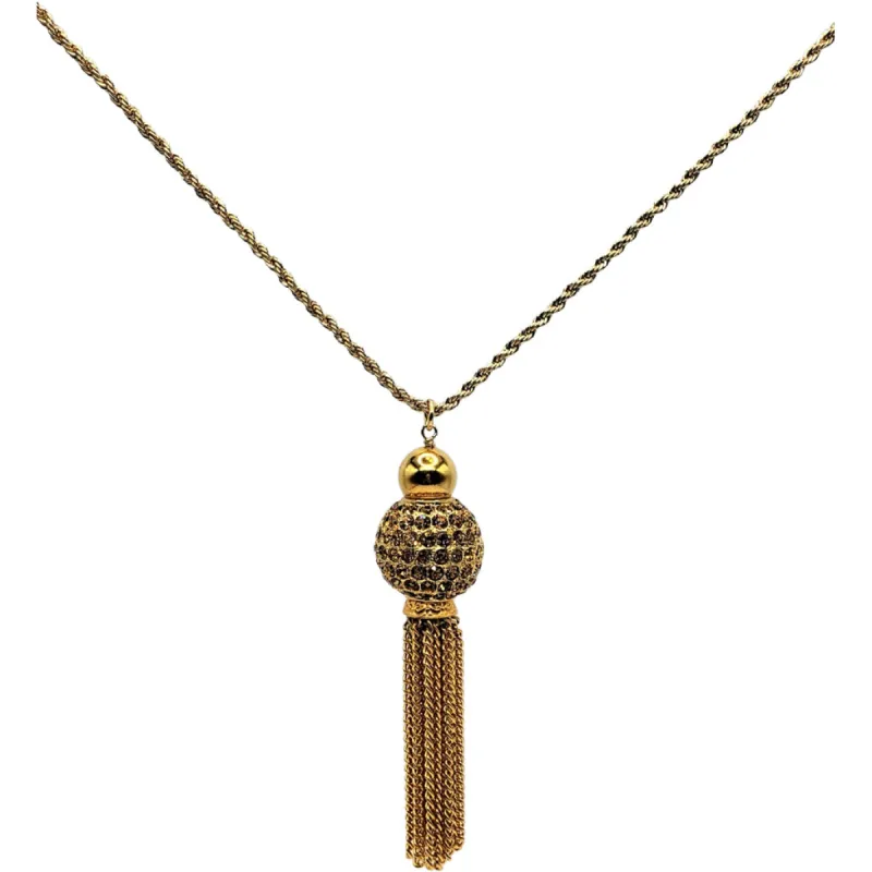 Vintage Gold with Topaz Disco Ball Tassel Necklace sold by Kenneth Jay Lane