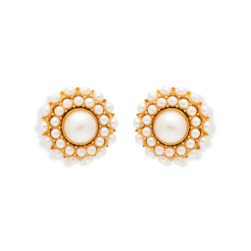 Pearl Cluster Clip Earrings sold by Kenneth Jay Lane